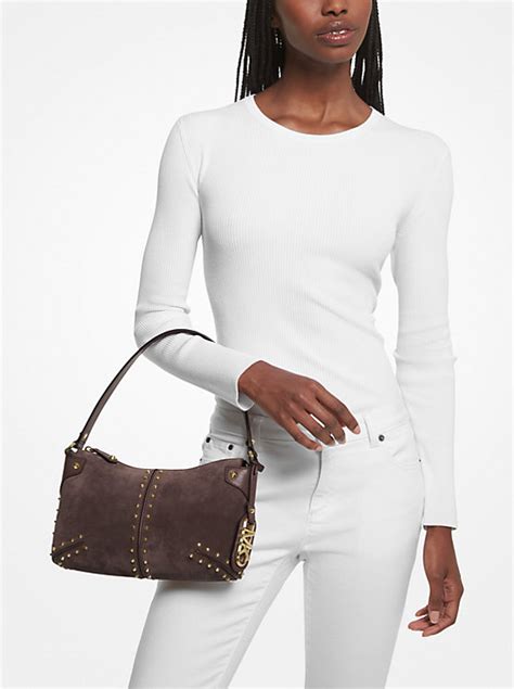 michael kors suede purse|michael kors astor large pouchette.